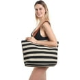 thumbnail image 6 of Yorcoten Large Women Straw Beach Bag , Waterproof Sandproof Handmade Woven Stripe Tote Bags Stitchwork with Zipper for Travel Vacation Picnic Summer Pool Essentials Shoulder Crossbody Handbag Gifts, 6 of 6