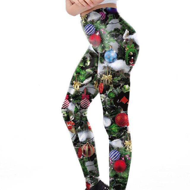 Mujeres Niñas Navidad Leggings Flaco Navidad Jingle Bell Impreso Cintura alta Elástico Medias Pantalones Pantalones de yoga Fridja nalpqowj15887