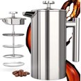 thumbnail image 3 of Cafetera de 1 litro / 1000 ml - acero inoxidable de doble pared - máquina de café - prensa francesa - cafetera - sistema de prensa francesa con filtro de acero inoxidable, 3 of 7