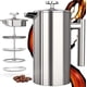 thumbnail image 3 of Cafetera de 1 litro / 1000 ml - acero inoxidable de doble pared - cafetera - prensa de café francesa - cafetera - sistema de prensa francesa con filtro de acero inoxidable Ormromra MZQ-0406, 3 of 7