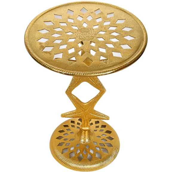 Round Side End Table - Metal Coffee Table for Living Room, Balcony & Bedroom (Gold 2)