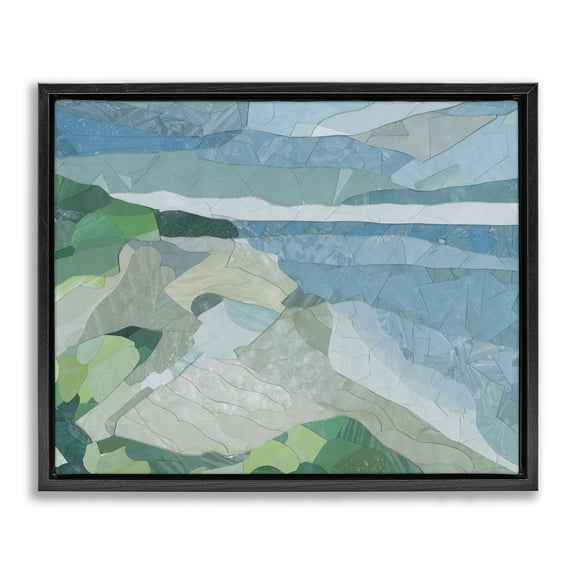 Stupell Industries Ocean Overlook Abstraction Landscape & Nature Painting Black Floater Framed Canvas Art Print Wall Art, 21 x 17