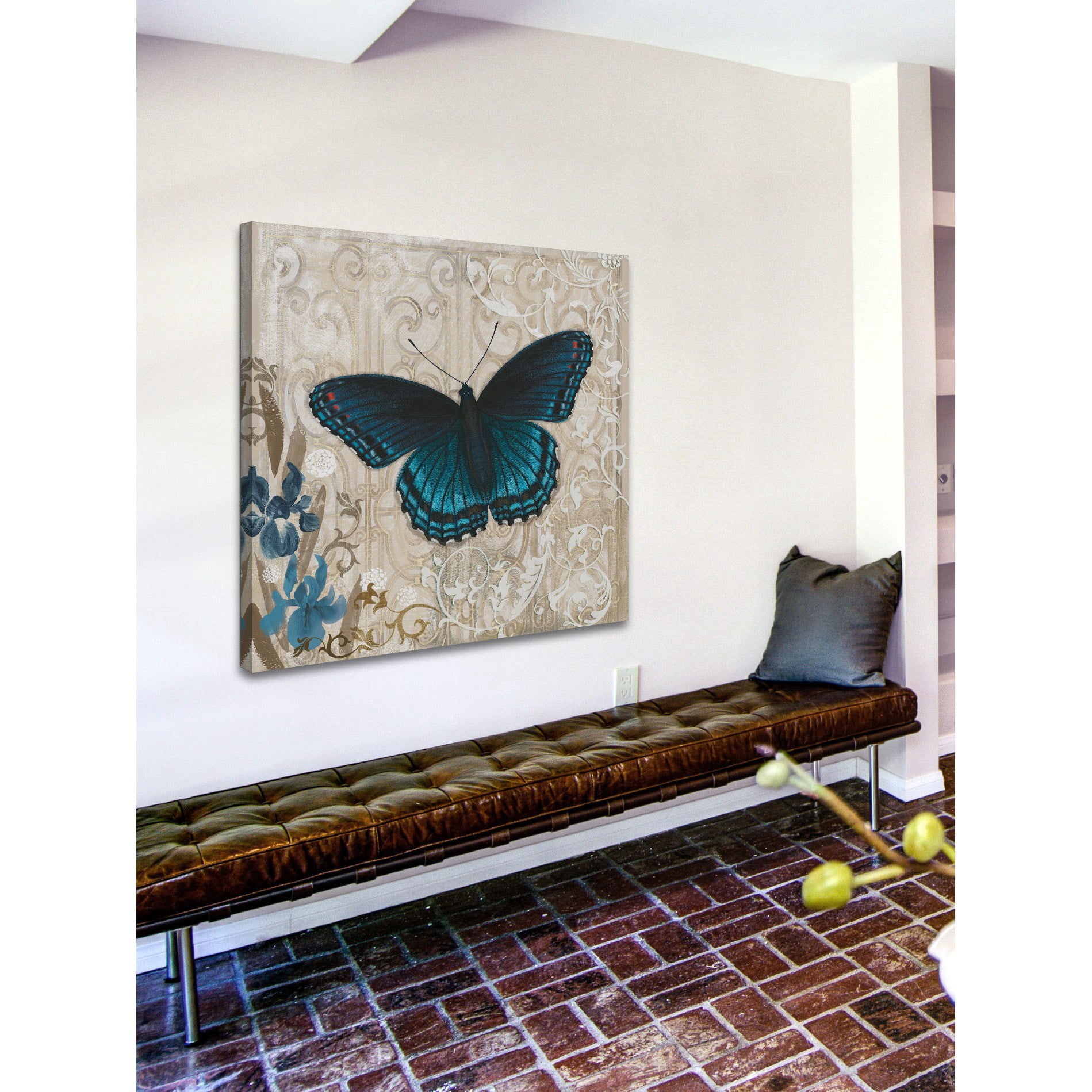 Marmont Hill "Dark Blue Butterfly" Painting Print on Canvas