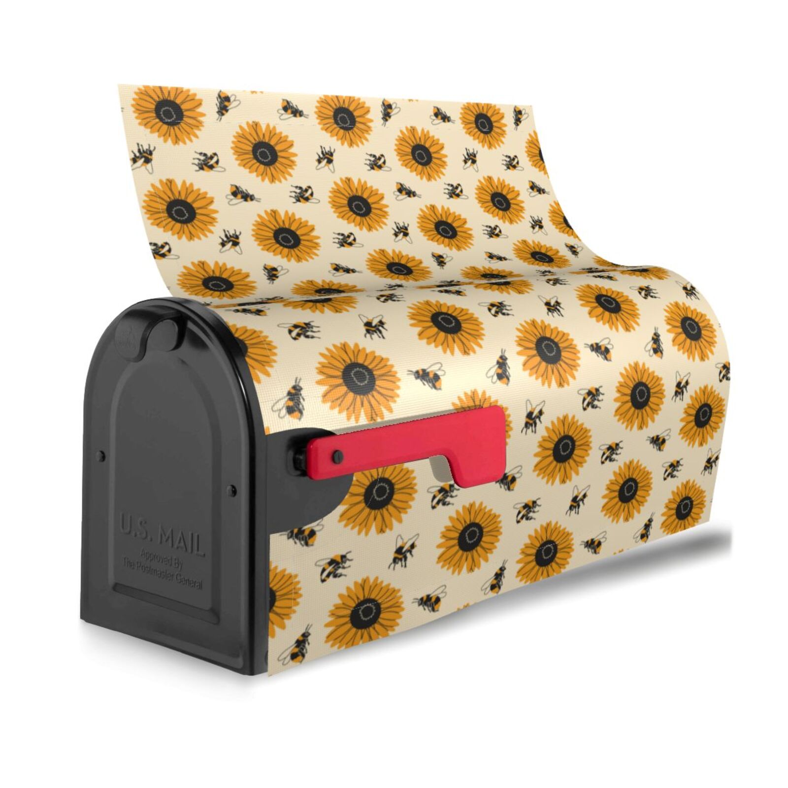 Xecao Sunflowers And Bee for Mailbox Cover with Magnetic Strips, Waterproof and Sunscreen, Adds a Decorative Touch to Your Garden Yard.