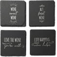 thumbnail image 2 of American Atelier, Black and Silver, Square Slate Coasters for Drinks (Life Happens Wine Helps), 4 Pc, 2 of 8