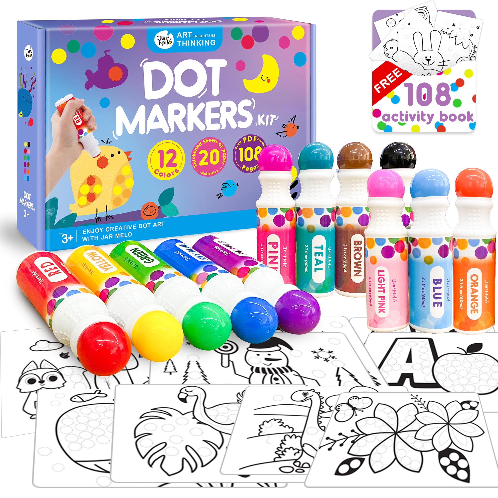 Mini Markers With FREE Gift Tag to Colour Non-toxic, Washable, 12 Colours  Fun for Everyone Great for Kids 