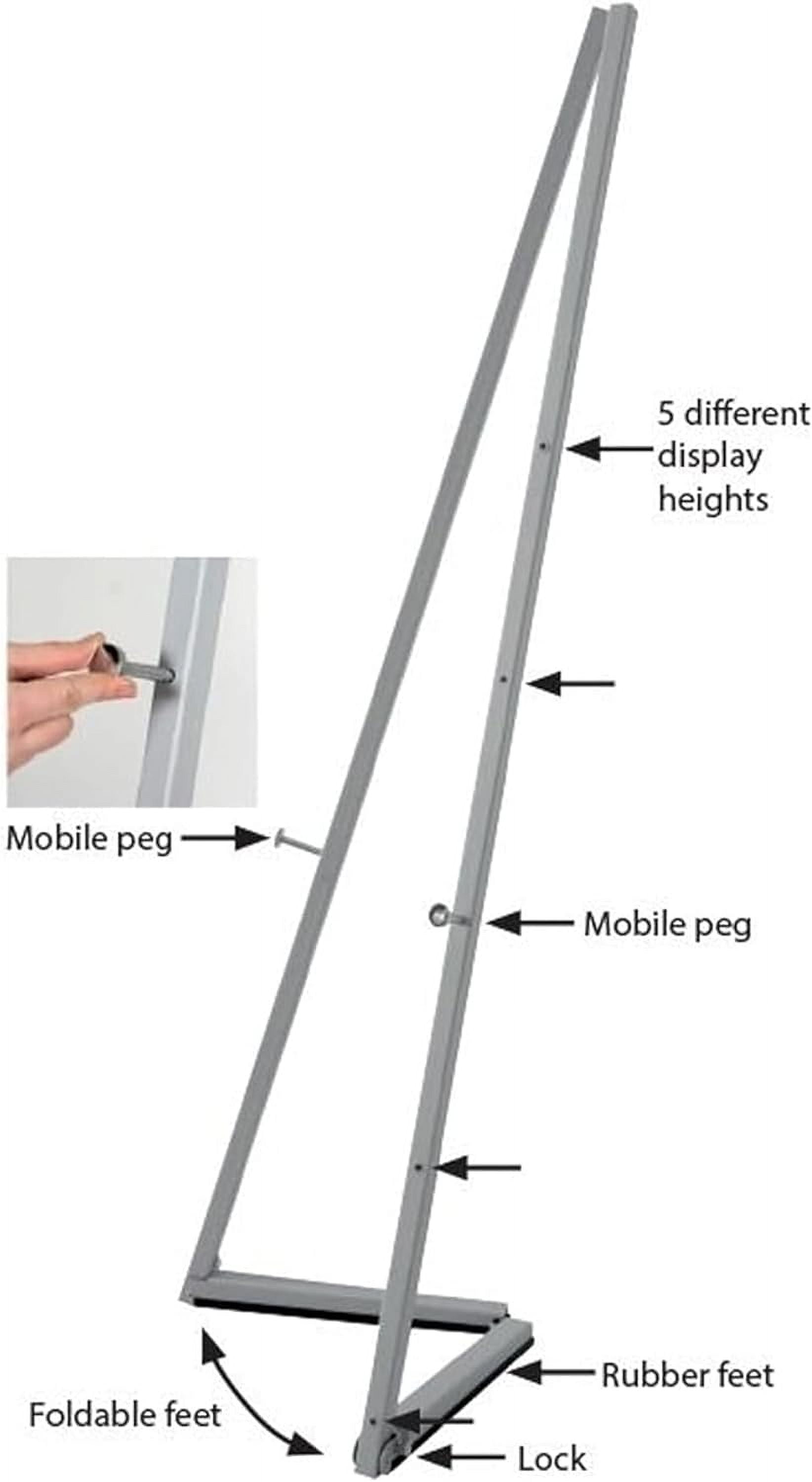 M&T Displays White Portable Easel 59 inch with 5 Different Height Adjustments Foldable and Practical Solution for Painting Canvas Presentation