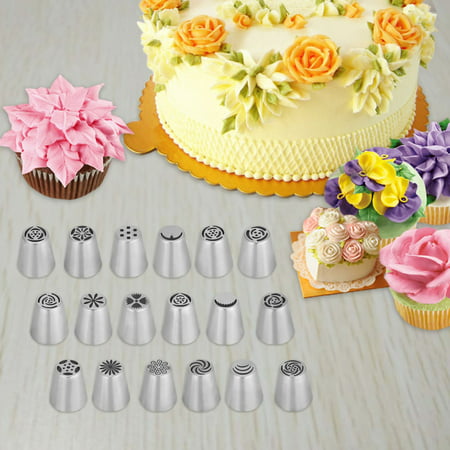 VBESTLIFE Russian Piping Tips,20 PCS Ymiko Russian Nozzles Piping Tips with 20 Disposable Piping Bags+ 2C,Russian Piping