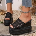thumbnail image 3 of IUJSOY Slippers for Women Platform Sandals Wedge Slip on Shoes Peep Toe Lace Mesh High Heels, 3 of 7