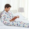 thumbnail image 6 of Salouo Dinosaur Print Button-Front Long Sleeve Pajama Set for Men, Soft 2Pjs Men's Long Sleeve Sleepwear-Small, 6 of 7