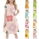 thumbnail image 1 of Girls Summer Sundress Floral Print A-Line Dress Short Sleeve Soft Flowers Casual Summer Outfit for Kids ,Sie:130, 1 of 7