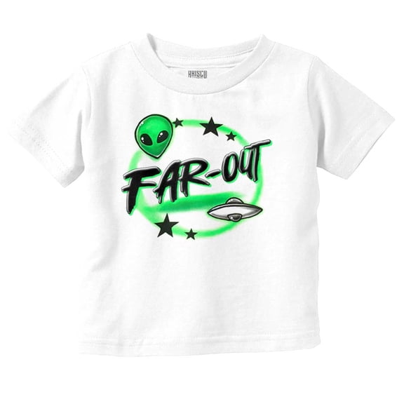 Airbrushed Space Alien UFO Far-Out Toddler Kids Crew Neck Graphic T-Shirt Brisco Brands 6M