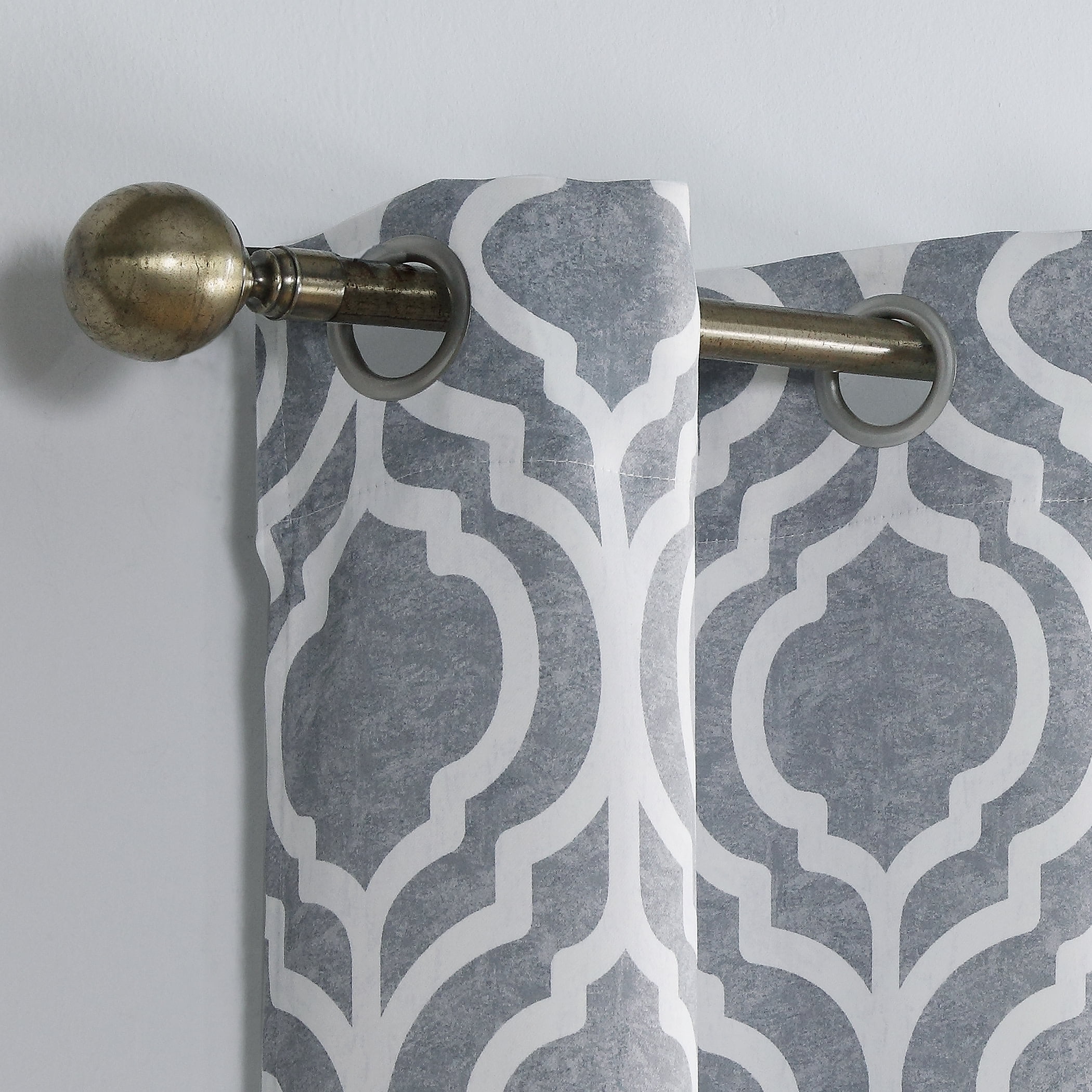 Sun Zero Eldon 1-Piece Trellis Print Blackout Grommet Curtain Panel, 40"X95", Gray