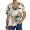 thumbnail image 3 of Easygdp Flying Butterflies-1 Men's Casual Short-sleeved Shirt with Pocket and Button Suitable for Beach Vacation Leisure - X-Large, 3 of 7