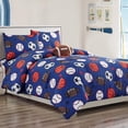 thumbnail image 3 of WPM Kids Collection Bedding 4 Piece Blue Twin Size Comforter Set with Sheet Pillow sham and Football Toy Soccer Baseball Basketball Fun Sports Design FOOTBALL, 3 of 6