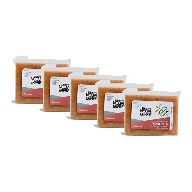 Jabones de toronja bienestar NEEM ERFRE PAQUETE de 5 barra 150GR c/u