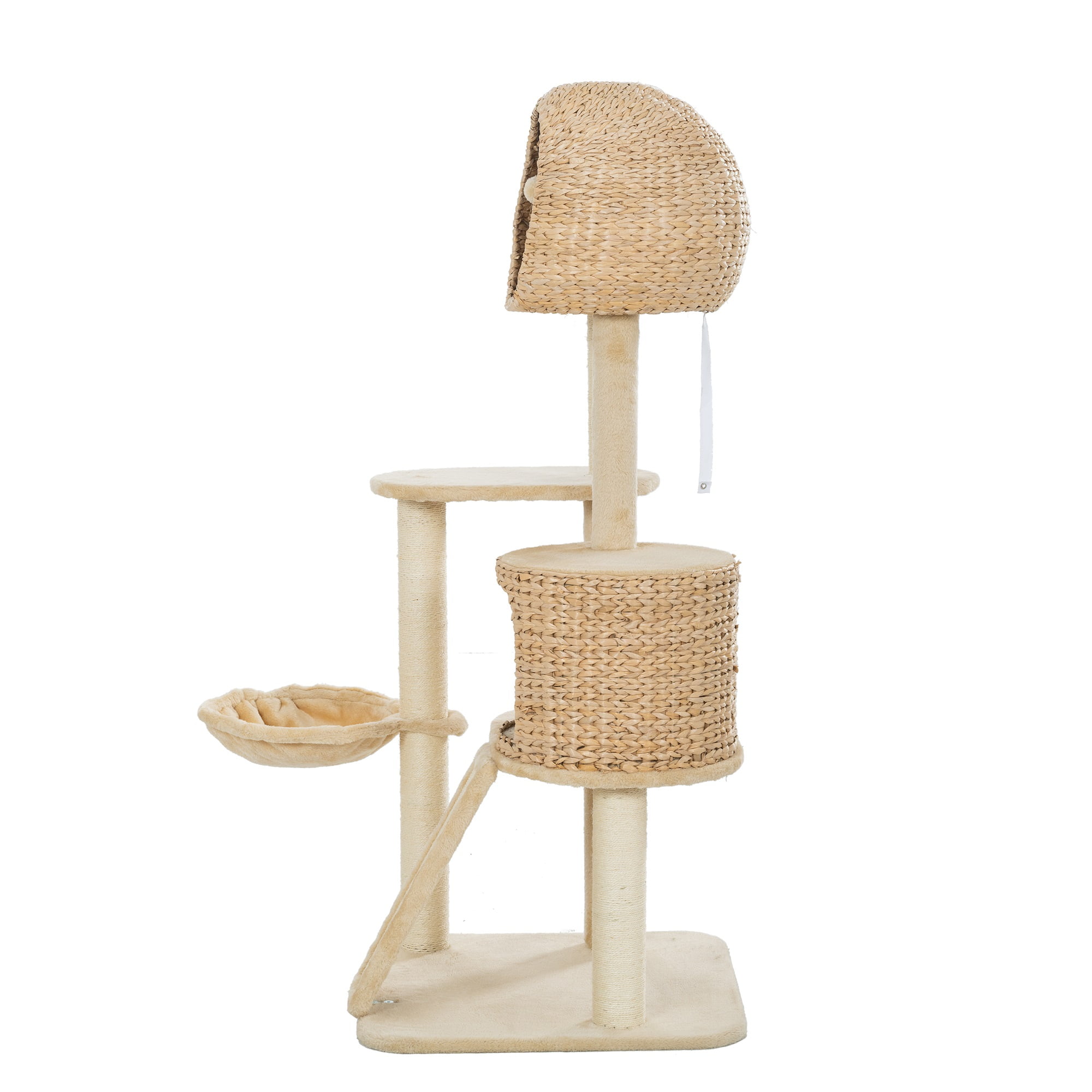 Pefilos 61" Cat Tree Tower for Indoor Cats, Plush Multi-Level Cat Condo with 1 Perches, 2 Caves, Cozy Basket and Scratching Board, Beige Pefilos 61" Cat Tree Tower for Indoor Cats, Plush Multi-Level Cat Condo with 1 Perches, 2 Caves, Cozy Basket and Scratching Board, Beige