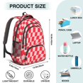 thumbnail image 5 of Red and Light Pink Wavy Checkered Backpack for School, Cute School Bag with Adjustable Shoulder Straps and Padded Back, 16.9"x12.6"x5.9", 5 of 5