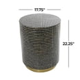 thumbnail image 3 of DecMode 18" x 22" Black Mother of Pearl Shell Drum Geometric Accent Table with Gold Base, 1-Piece, 3 of 15