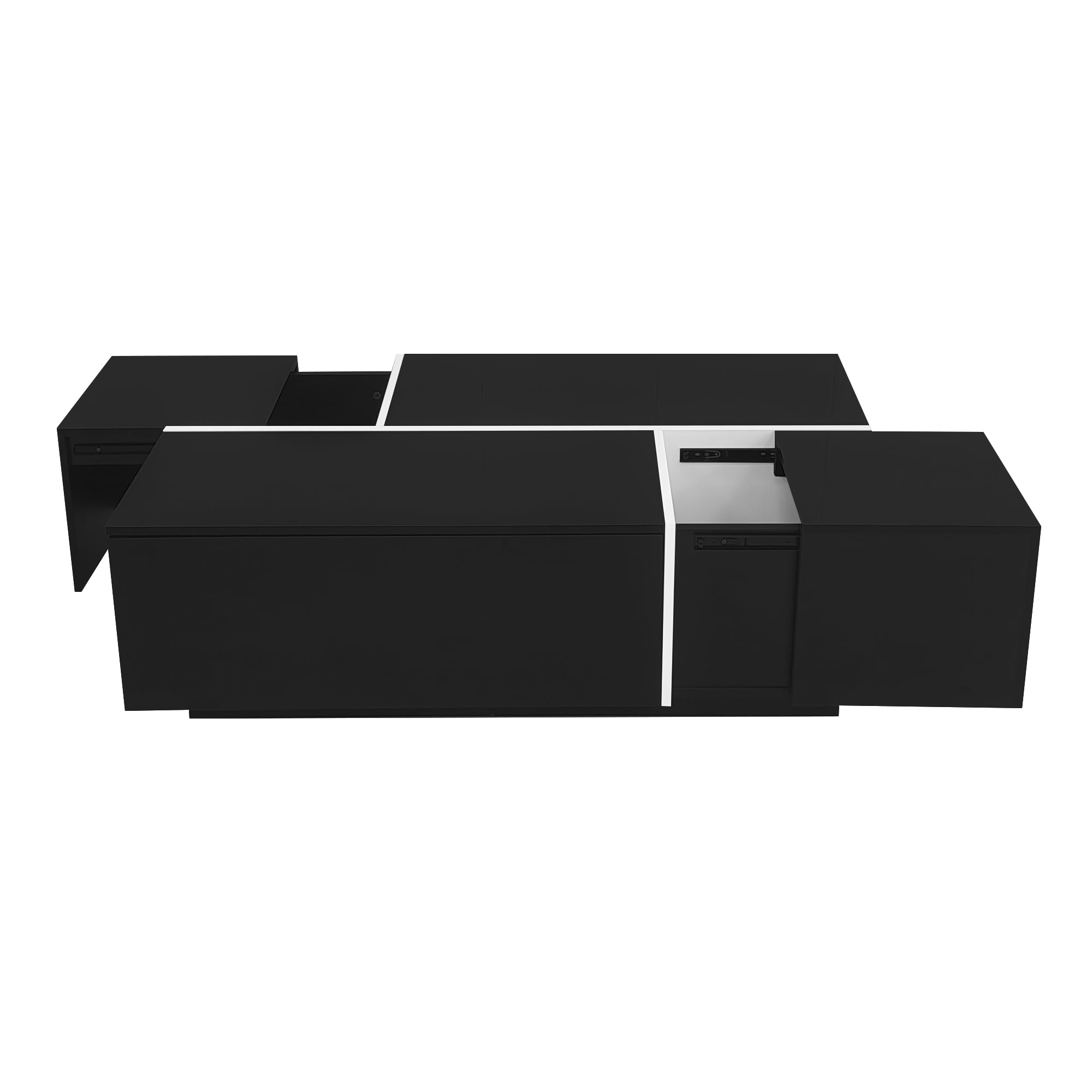 Euroco Minimalist Modern Coffee Table with Hidden Storage and Wide Tabletop