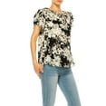 thumbnail image 2 of Women's Solid Overlapping Short Sleeve Top with Front Keyhole and Ruffle Accent, 2 of 5