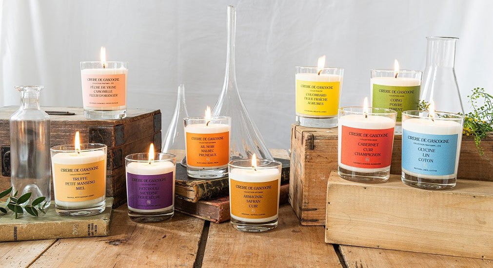 Cirerie de Gascogne Black Garlic, Malbec, Prune Blend Candle, Cirerie de Gascogne Scented Candle in Orange, Handmade Candle in Glass Jar Ail Noir, Malbec, Pruneaux