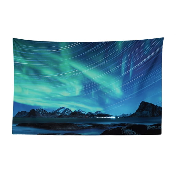 Iceland Tapestry, Vivid Shot of a Countryside Rural Spot Streaming Cloudscape European, Fabric Wall Hanging Decor for Bedroom Living Room Dorm, 2 Sizes, Multicolor, by Ambesonne