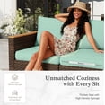 thumbnail image 2 of Alpha Joy 9 Pieces Wicker Outdoor Conversation Set with 56" Fire Pit Table Curved Patio Furniture Set, Turquoise, 2 of 10