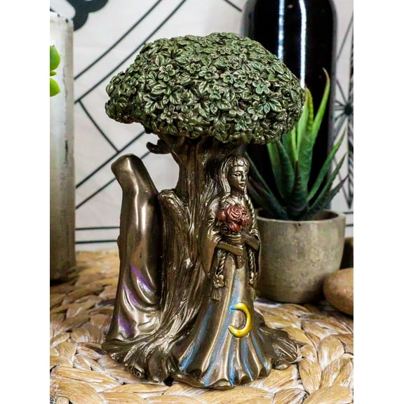 Ebros Celtic Sacred Moon Triple Goddess Maiden Under Tree of Life Statue 5.5 H