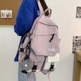 thumbnail image 1 of Preppy Style Student School Bag: Color Contrast Flap Laptop Backpack for Casual Travel, 1 of 5