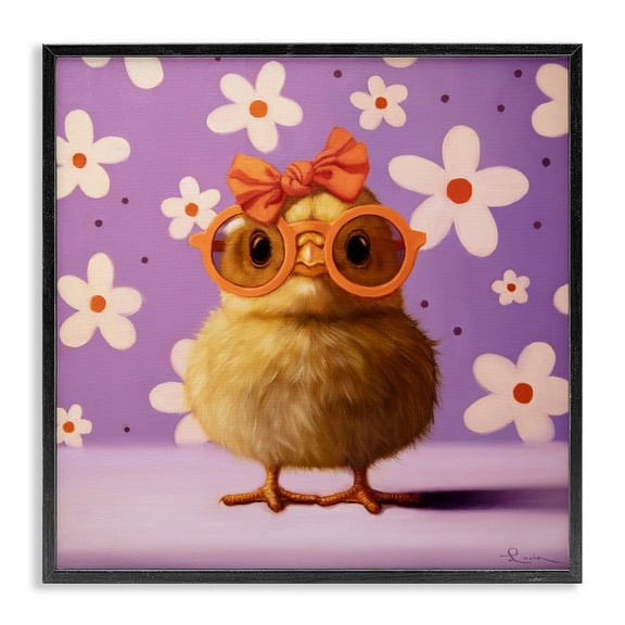 Stupell Industries Bow Peep Groovy Chick Black Framed Giclee Art, design by Lucia Heffernan