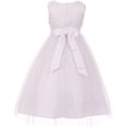 thumbnail image 2 of Flower Girl Dress Pearls Coilded Bodice Tulle Satin Skirt for Little Girl White 4 CC.5009, 2 of 4