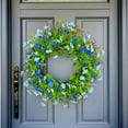 thumbnail image 1 of Fwttom Spring European Spring Color Simulated Orchid Flower Wreath Wedding Festival Door Hanging Home Decoration, 1 of 8