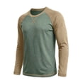 thumbnail image 5 of WRKEKC Mens Long Sleeve Tee Shirts Two Tone Raglan Crew Neck Long Sleeve Soft Knit Curved Hem Daily Casual Pullover Tops, 5 of 7