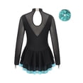 thumbnail image 4 of TSSOE Kids Girl's Ballet Dance Leotard Dress Gymnastics Bodysuit Shiny Rhinestone Lyrical Dance Outfit with Hair Band Blue Green 16, 4 of 5