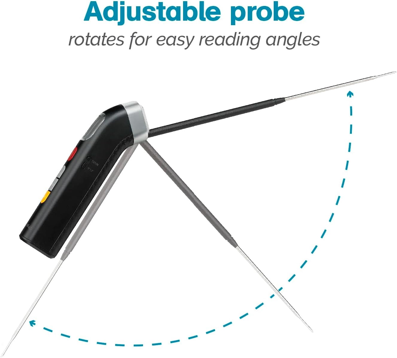 Polder Grill Partner Instant Read Thermometer for Grilling with Foldable 10" Probe, 10 Preset Temperatures and Built-in Torch Light