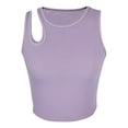 thumbnail image 4 of Gpoecd Camisole Côtelée pour Femmes, Courte avec Design Ajouré, Sans Manches, Col Rond, Coupe Ajustée, Camisoles pour Femmes, Violet, G, 4 of 4
