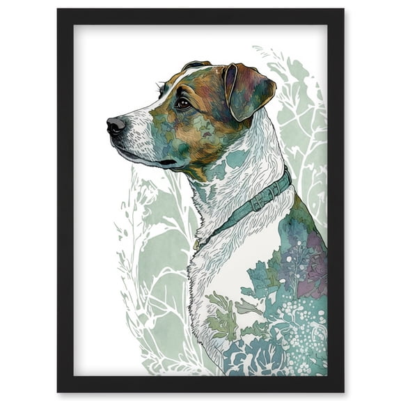 Jack Russel Dog Modern Watercolour Portrait Illustration Artwork Framed Wall Art Print A4
