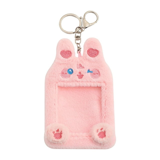 Llavero con forma de tarjeta de foto de peluche, colgante para bolso, decoración colgante Conejo