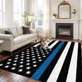 thumbnail image 3 of Blue White American Police Flag Area Rug 6x9 FT,Non Slip Living Room Throw Carpet,Honoring Law Enforcement Officers Washable Soft Large Floor Carpet Non-Shedding Rug for Bedroom Dining Room Play Room, 3 of 9