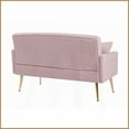 thumbnail image 4 of 2-Seater Pink Teddy Fabric Sofa – Modern Tufted Design with Gold Metal Legs | Pink | Teddy | Tufted Back, 4 of 8