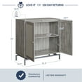 thumbnail image 6 of BELLEZE Set of 2 Sideboard Buffet Cabinet with Rattan Decorated Doors, Storage Cabinet with Metal Base and Adjustable Shelves, Credenza for Bedroom, Hallway, Living Room, Office - Liam(Gray), 6 of 7