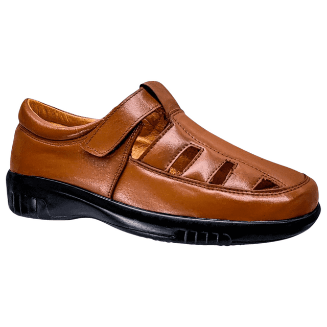 Huarache Piel Borrego Enco Footwear Cómodo Huarache para Pie Descanso Confort CG04 Cognac