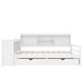 thumbnail image 6 of DRNANLIT Twin Size White Corner Daybed with Storage Drawers, Desk, Charging Station & Bookcase, No Box Spring Needed, 6 of 8