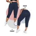 thumbnail image 5 of FlorCurve Plus Size Capri Leggings for Women with Pockets High-Waist Tummy Control Cropped Pants Stretch Athletic Leggings, Navy 3XL, 5 of 6