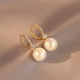 thumbnail image 2 of Gold-Tone Alloy Earrings with Gemstones and Imitation Pearls, Fashion Party Jewelry, Perfect for Christmas, Halloween, New Year, Valentine's Gifts for Women, Mothers, Family,Golden, 2 of 6