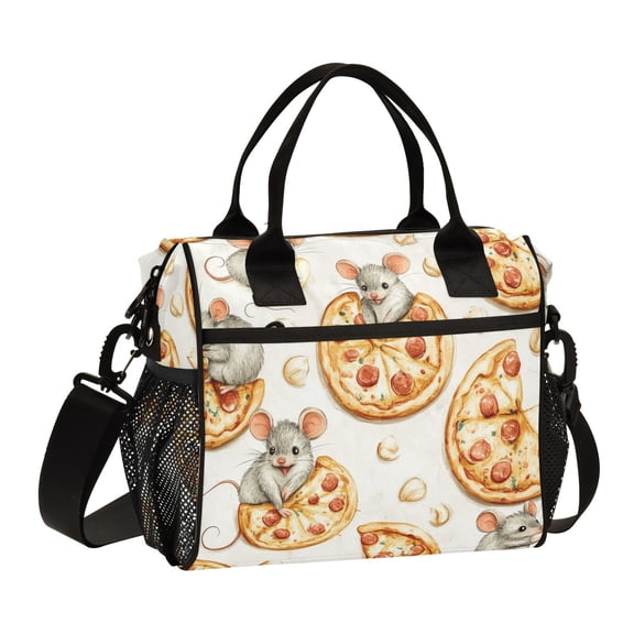Ckdifva Mice Pizzas Cooler Bag Cooler Cooling Tote Lunch Bag Lunch Box Front Pocket with Shoulder Strap