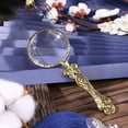 thumbnail image 1 of SPRING 1pc Portable Handheld Magnifying Mirror Vintage Style Glass Lens Reading Lens Copper/Gold/Silver/Bronze 14.3cmx1.5cm Gold, 1 of 9