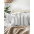 thumbnail image 2 of Outdoor Pillows Waterproof, Gery Striped Throw Pillows with Inserts Included, Farmhouse Stripes Modern Geometric Indoor Outdoor Decorative Lumbar Pillow for Bed/Couch/Patio 12"x20", 1Pcs, 2 of 8