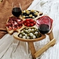 thumbnail image 5 of ¡Compre 2 y obtenga 3! Mesa de picnic plegable al aire libre de madera con soporte de vidrio 2 en 1 estante para copas de vino, 5 of 5